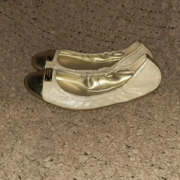 COACH-DARSI-Gold-Metallic Dusty Suede/Patent Ballet Flats-Sz 6.5-Excellent - Picture 2 of 7